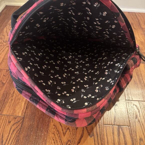 NEW Vera Bradley Iconic Campus Backpack Garnet Buffalo Check Christmas Red Plaid - Picture 7 of 16